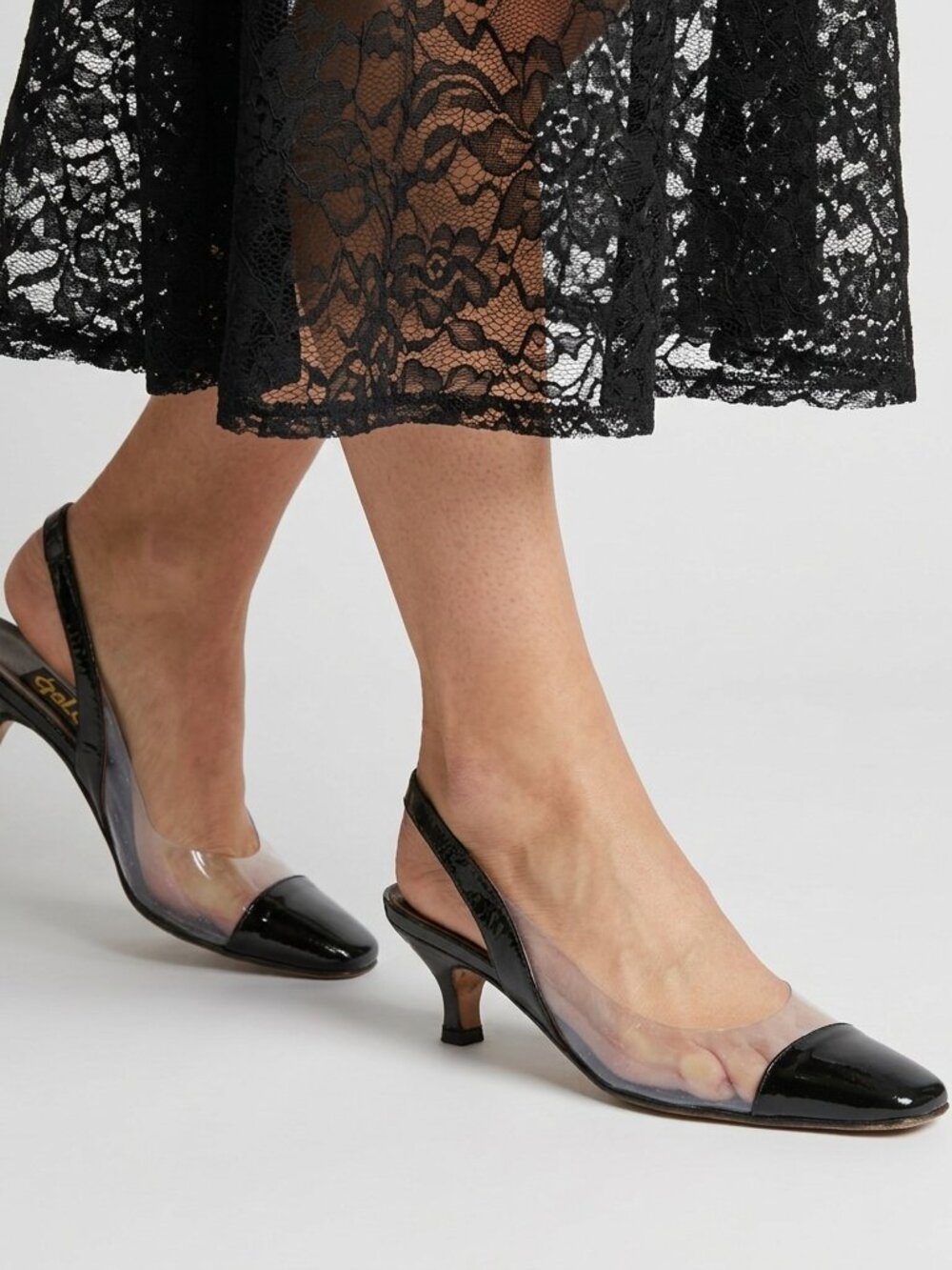 Vintage Patent Leather Clear Translucent Kitten Heel 6 1/2
